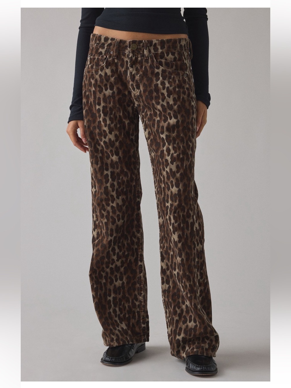 BDG TEO relaxed low-rise bootcut corduroy Leopard-Print Jeans